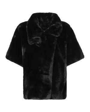 Pinko New Comodino Plush Faux Fur Wide Collar Cape - Black