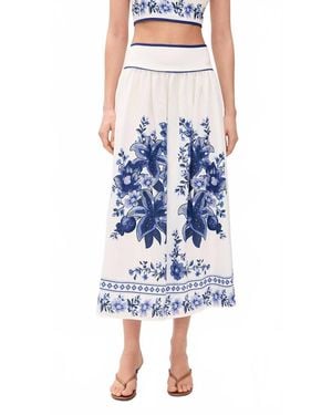 Moon River Floral Midi Skirt - Blue