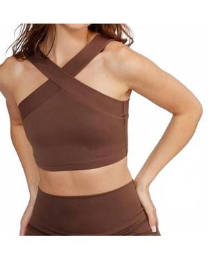Cream Yoga Leah Cross Neck Bra - Brown