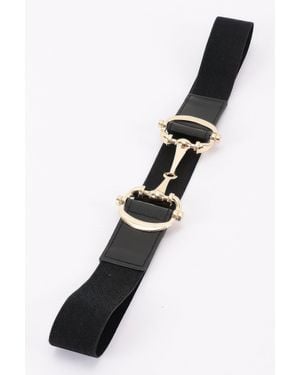 Fashnzfab Vegan Leather Metal Buckle Elastic Plus Size Belt - Black