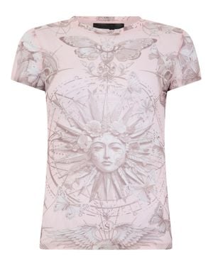 Philipp Plein Tulle Sexy Pure Fit T-Shirt Butterfly Tattoo - Pink