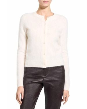 Theory Brushed Crewneck Cardigan - White
