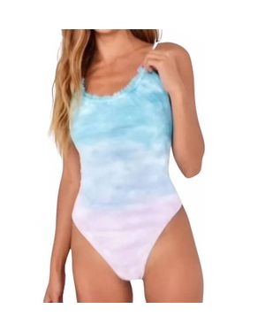Bella Dahl Ruffle Neck One Piece Swimsuit - Blue