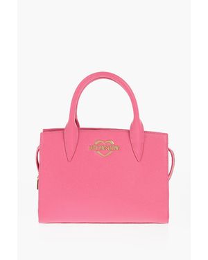 Moschino Love Solid Color Tote Bag With Golden Logo - Pink