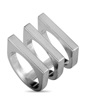Georg Jensen Aria Flat Three Band Ring - Metallic