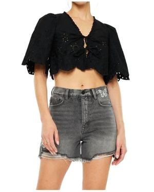 Kancan Ariya Ultra High Rise 90's Boyfriend Shorts - Black