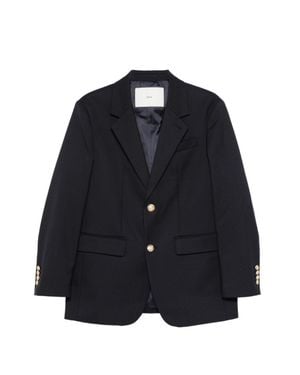 DUNST Wool Blend Single-Breasted Blazer - Blue