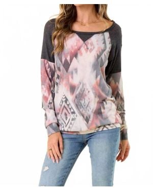 Lovely Melody Monique Aztec Print Top - Red
