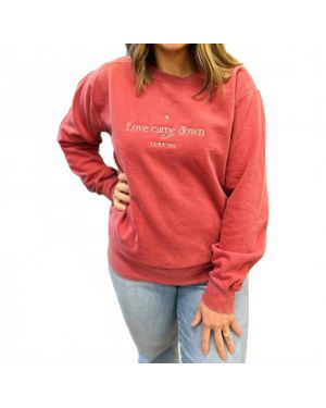 Scripted Pearl Love Came Down Embroidered Comfort Colors Crewneck Sweater