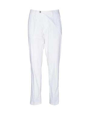 Michael Coal Cotton And Elastane Slim Fit Pants With Leather Detail - White