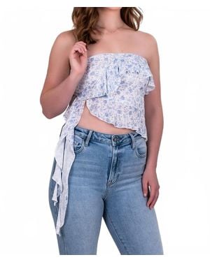 Sky To Moon Strapless Floral Jellyfish Top - Blue
