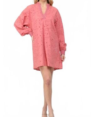 Fate by LFD Eyelet V-Neck Mini Dress - Pink