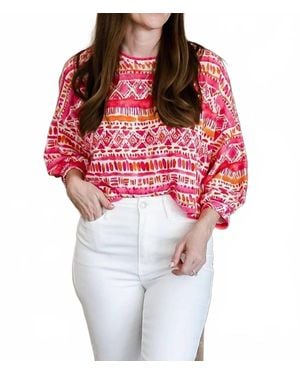 And The Why Cozy Textured Printed Top