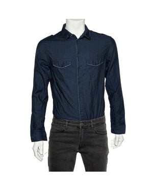 Armani Collezioni Cotton Button Front Shirt - Blue