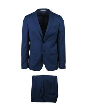 Paoloni Rounded Jacket And Tailored Pants Suit - Blue