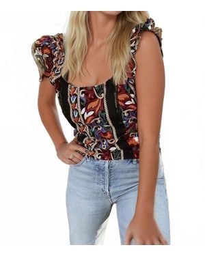 Eva Franco Embroidered Corset Top - Blue