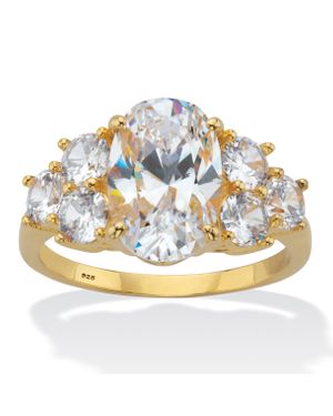 Palmbeach Jewelry 4.49 Cttw. Oval-Cut Cubic Zirconia 14K Plated Engagement Ring - Metallic