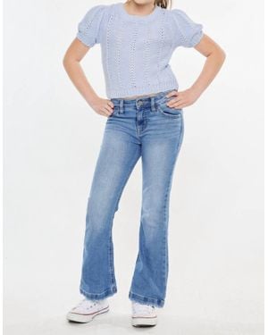 Kancan Aster Mid Rise Flare Jeans - Blue