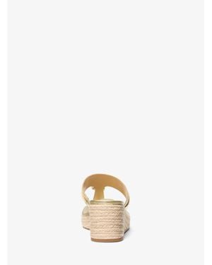 Michael Kors Outlet Zoe Metallic Wedge Sandal - Natural