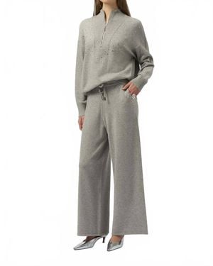 Joseph Ribkoff Melange Embellished Pull On Wide Leg Pants - Gray