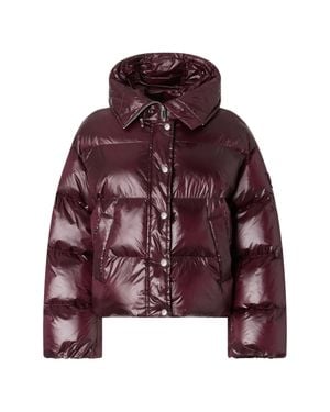Pinko Cropped Padded Jacket With Glossy Finish And Wide Collar - Red