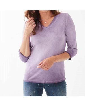 Fdj Obelia Garment Dyed V-Neck Top - Purple