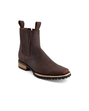 Forastero Leather Chelsea Boots With Side Zipper - Brown