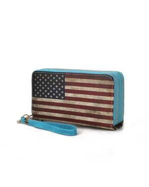 MKF Uriel Vegan Leather 's Flag Wristlet Wallet - Gray