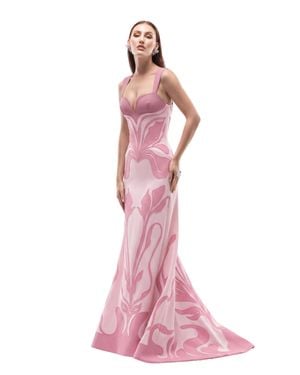 Saiid Kobeisy Laser Cut Scuba Dress - Pink
