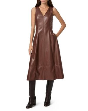 PAIGE Fiorella Faux Leather Midi Dress - Brown