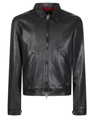 Stewart Gino-Cow Naked Smooth Leather Classic Collar Jacket - Black