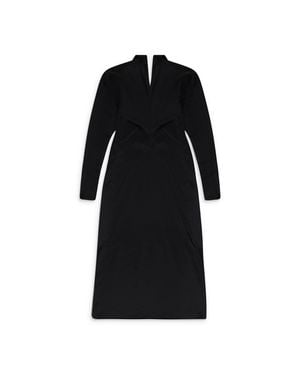 Lanvin Long Sleeve Draped Midi Formal Dress - Black