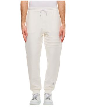 Thom Browne Minimalist Sweatpants With Embossed Seams And Drawstring Waistband - White
