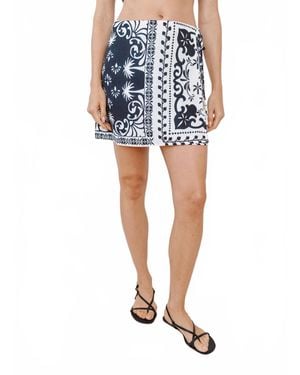 Bella Dahl Wrap Mini Skirt With Sash - Blue