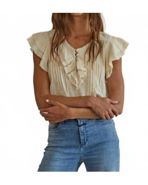 By Together Maude Woven V-Neck Top - White