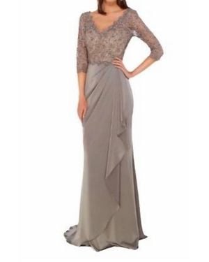 Alyce Paris Lace Long Sleeve Gown - Brown