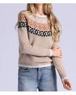 Minnie Rose Fair Isle Crew Neck Sweater - Gray