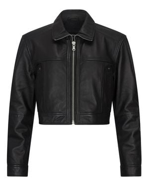 TruClothing Cropped Biker Leather Jacket - Black