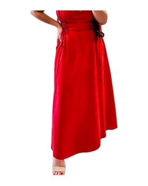 Storia Que Mamacita Side Lace Midi Dress - Red