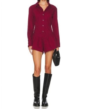 Saylor Rhea Denim Romper - Red