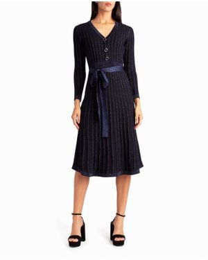 Nicole Miller Knit Fit And Flare Valentina Dress - Blue