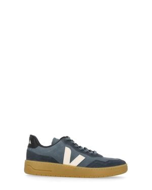 Veja V-90 Breathable Suede Sneakers - Blue