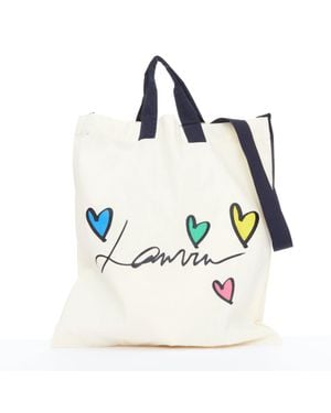 Lanvin Hearts Printed Canvas Crossbody Tote Bag - Blue