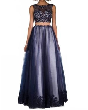 Alyce Paris Two Piece Embellished Tulle Prom Dress - Blue