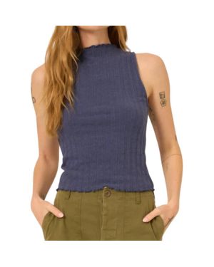 Project Social T Chasing You Funnel Neck Rib Tank - Blue