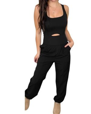 Rae Mode Front Cut-Out Active Jogger Jumpsuit - Black