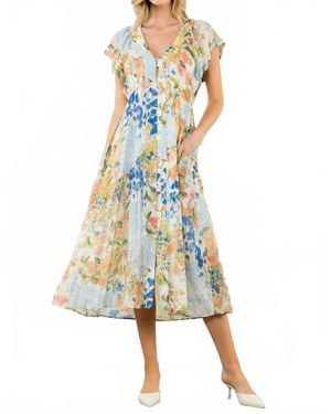 Thml Buttoned Botanica Dress - White