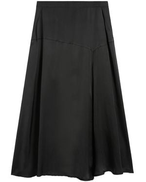Pence Flared Fabric Midi Skirt - Black