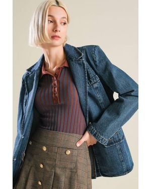 TRUEDAMES Hot To Go Denim Blazer - Blue