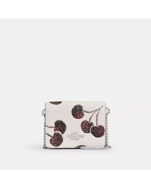 COACH Mini Wallet On A Chain With Cherry Print - Metallic